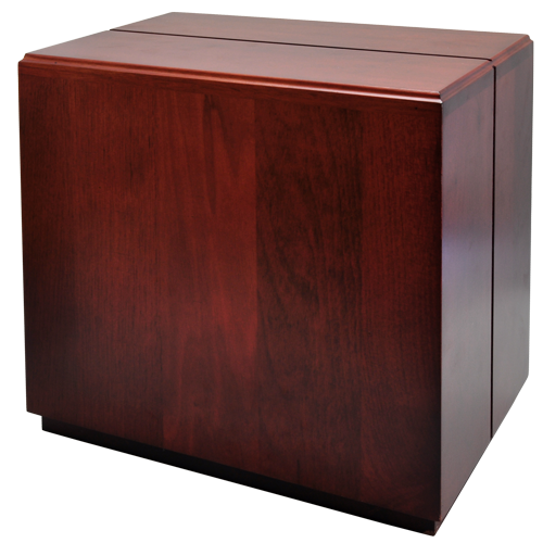 Cherry Finish Oversized Cube Pet Urn