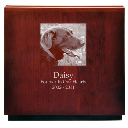 Cherry Finish Oversized Cube Pet Urn