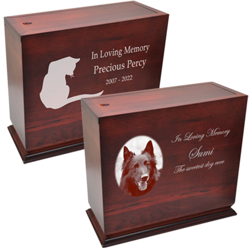 Cherry Finish Tall Upright Pet Urn