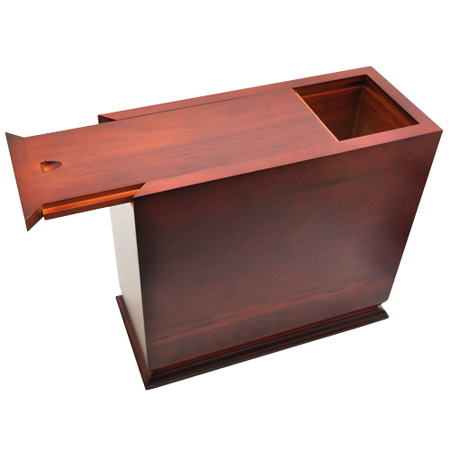 Cherry Finish Slide Top Upright Pet Urn