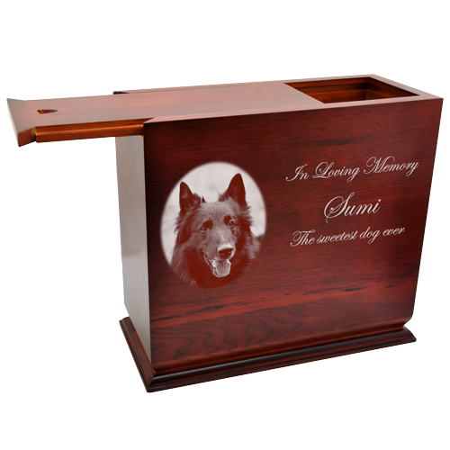 Cherry Finish Slide Top Upright Pet Urn