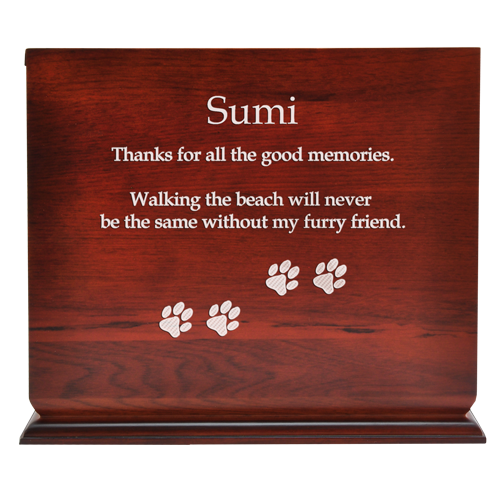Cherry Finish Slide Top Upright Pet Urn