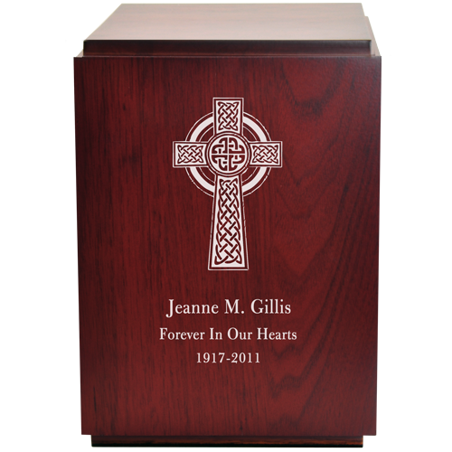 Cherry Finish Upright Wood Cremation Urn