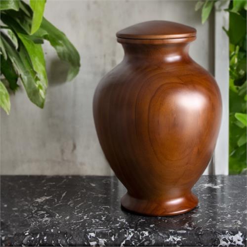 Cherry Finish Vase Wood Cremation Urn