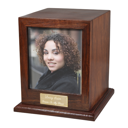 Elegant Photo Display Wood Cremation Urn