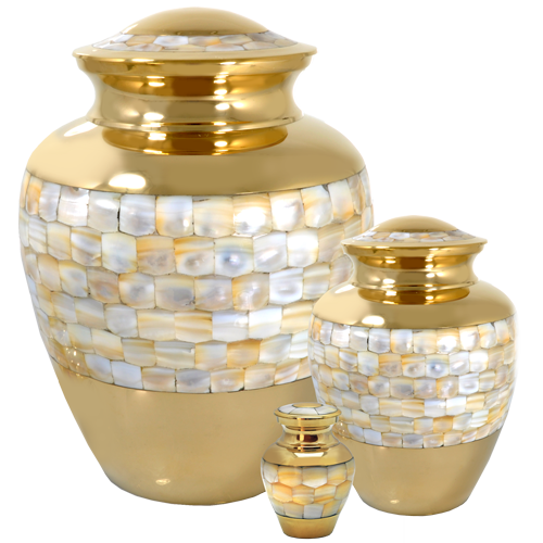 Mother of Pearl Brass Cremation Urn