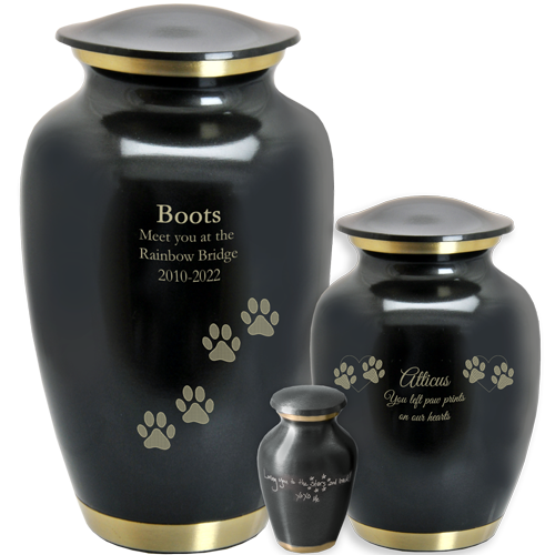 Dark Pewter with 2 Gold Bands Cremation Urn Pet