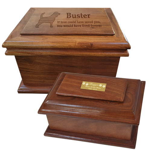 Stepped Lid Hardwood Cremation Pet Urn