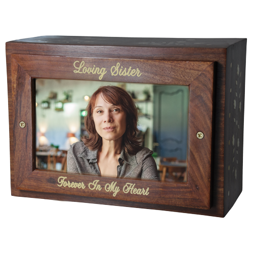 Solid Hardwood Urn with Photo Display