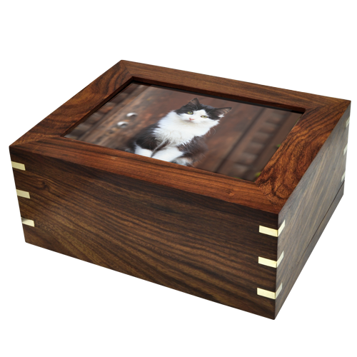 Large Solid Hardwood Pet Urn with Photo
