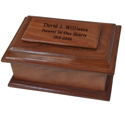 Stepped Lid Hardwood Cremation Urn