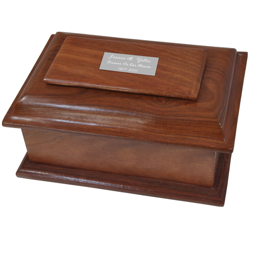 Stepped Lid Hardwood Cremation Urn