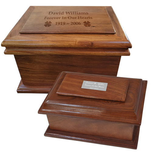 Stepped Lid Hardwood Cremation Urn