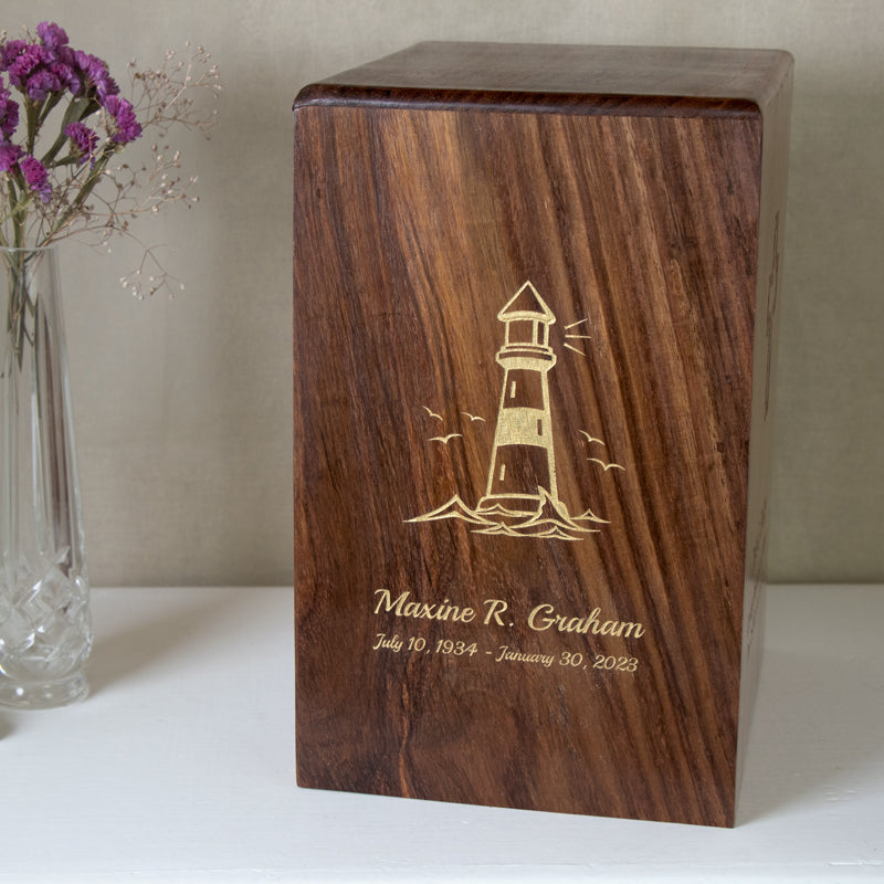 Rosewood Perfect Wooden Box Urn Upright