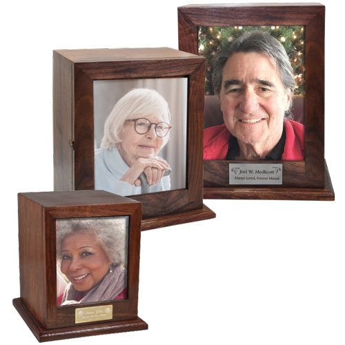 Elegant Photo Display Wood Cremation Urn