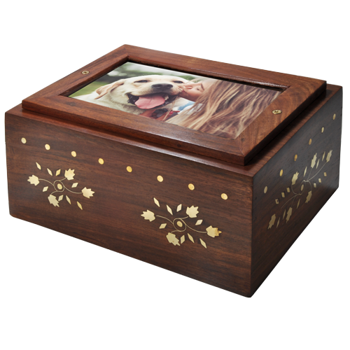 Solid Hardwood Pet Urn with Photo Display