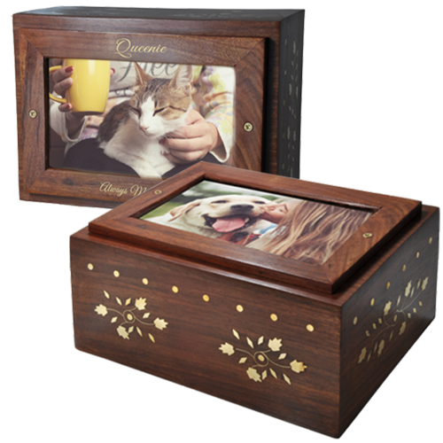 Solid Hardwood Pet Urn with Photo Display
