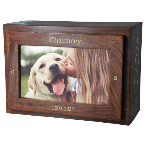 Solid Hardwood Pet Urn with Photo Display