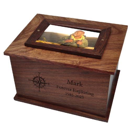 Horizontal Photo Display Wood Cremation Urn