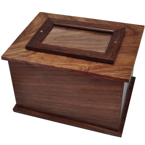 Large Rosewood Pet Urn with Photo