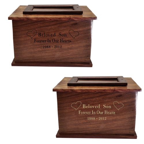 Horizontal Photo Display Wood Cremation Urn