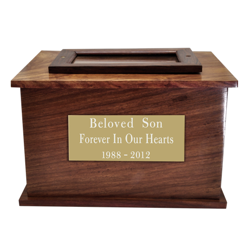 Horizontal Photo Display Wood Cremation Urn