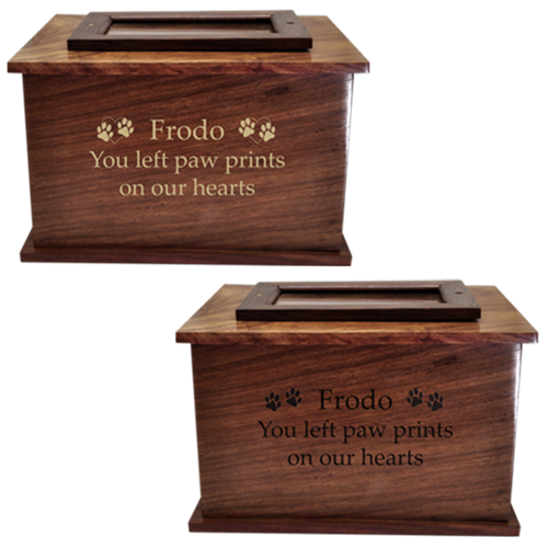 Large Rosewood Pet Urn with Photo