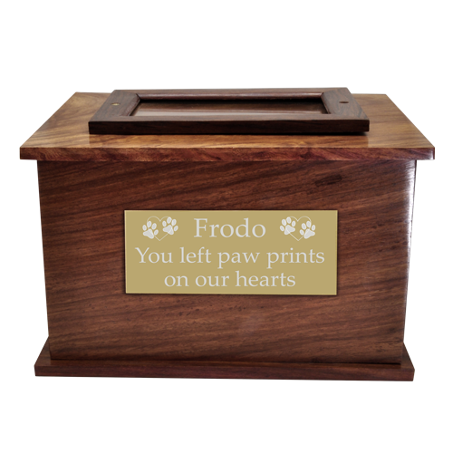 Large Rosewood Pet Urn with Photo