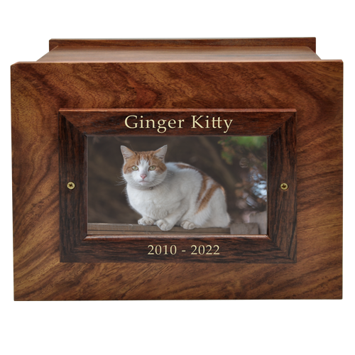 Large Rosewood Pet Urn with Photo