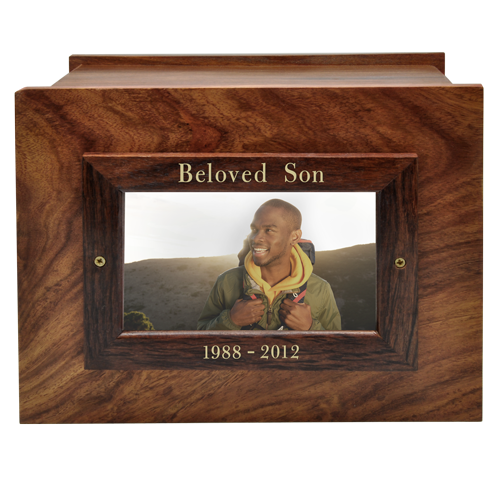 Horizontal Photo Display Wood Cremation Urn