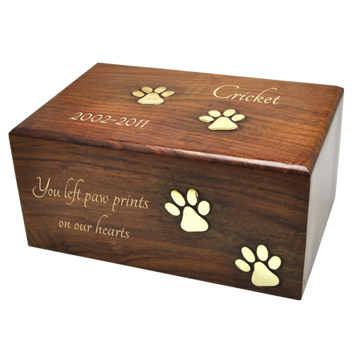 Paw Prints Wood Pet Urn