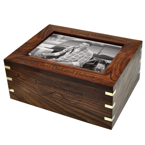 Large Perfect Wood Box Urn with Photo Window