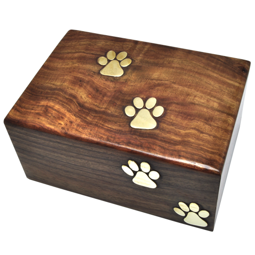 Paw Prints Wood Pet Urn