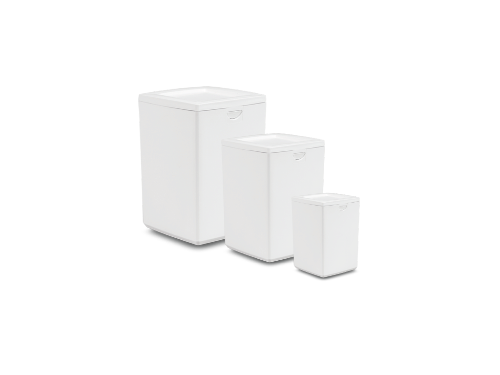 Starmark white Sure~Lock temporary urns in X-Small, Small and Medium sizes.