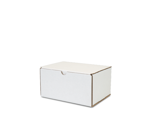 Closed white Starmark fiberboard mailer for a Sure~Lock temporary urn.