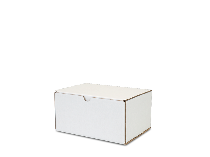 Closed white Starmark fiberboard mailer for a Sure~Lock temporary urn.