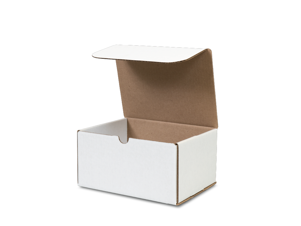 Open white Starmark fiberboard mailer for a Sure~Lock temporary urn.
