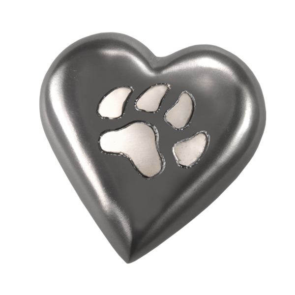 Black Pawprint Heart Pet Urn Keepsake