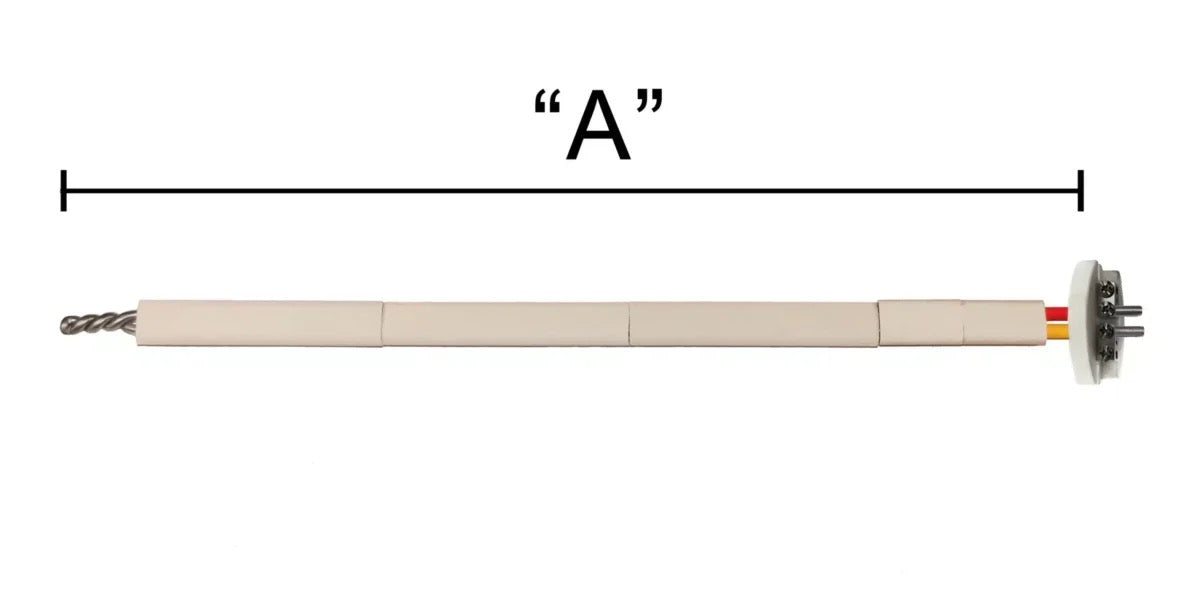 Thermocouple replacement element 24" ceramic terminal block