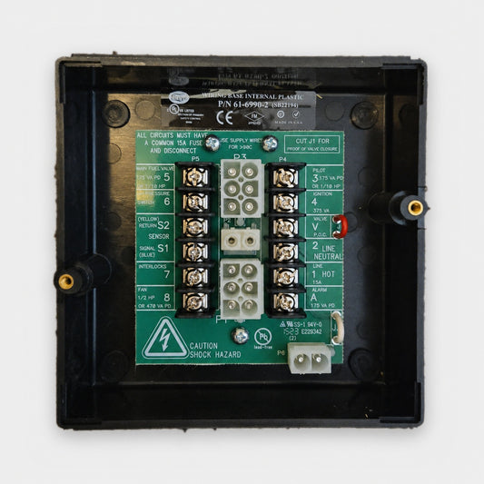 Fireye SB22194 flame controller wiring base (P/N 61-6990-2), terminal layout